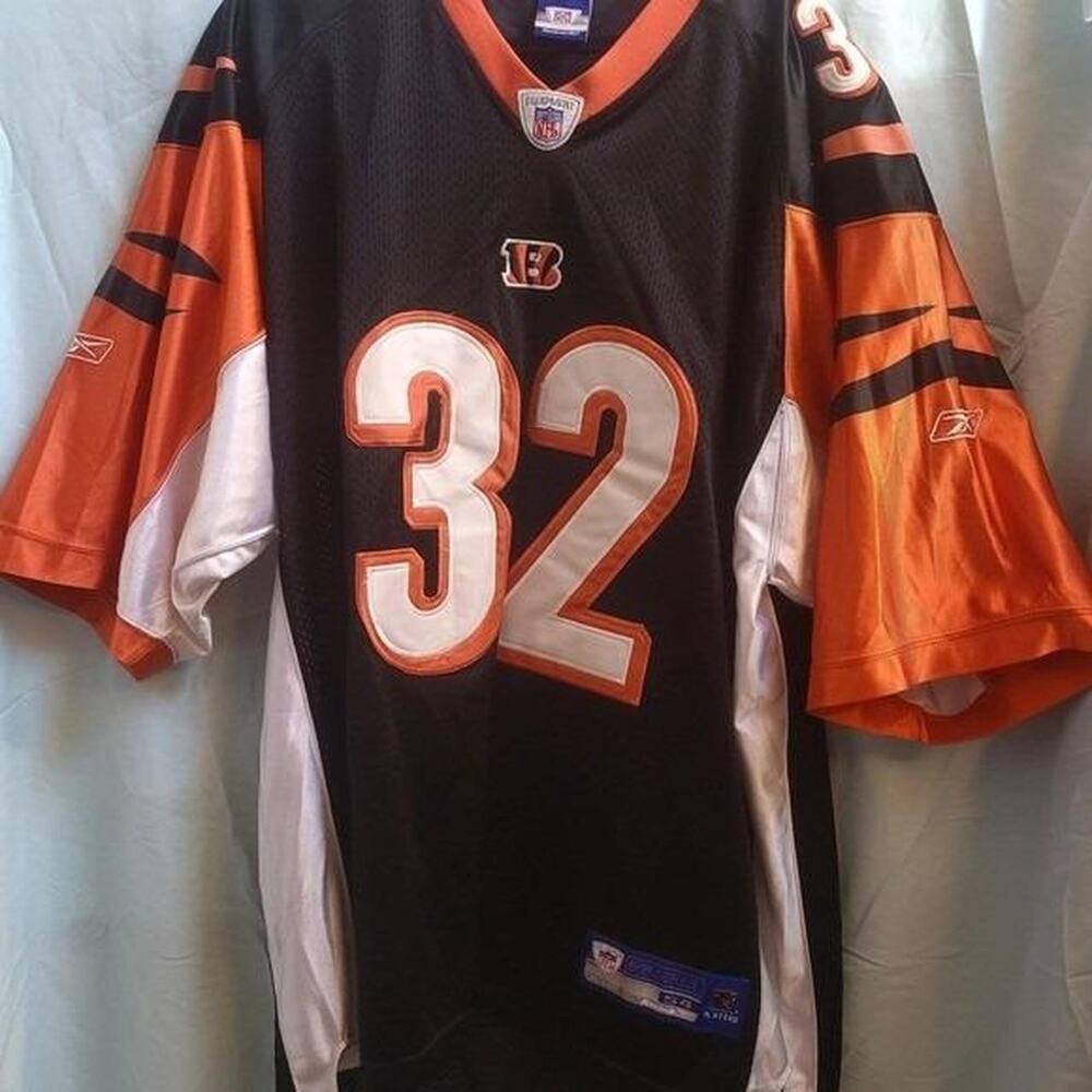 VTG Reebok Rudi Johnson Cincinnati Bengals Black and Orange Equipment Jersey
